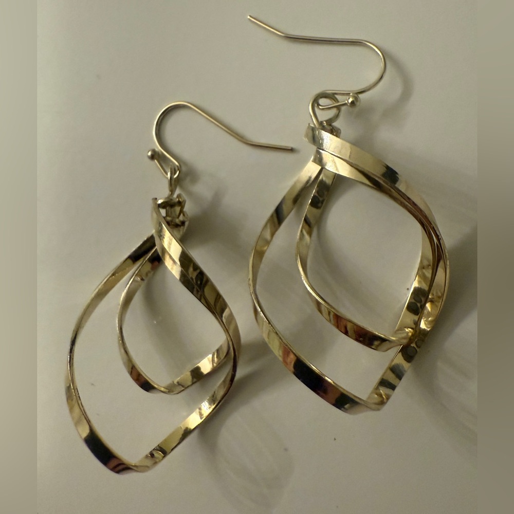 Gold-Tone Double Twist Drop Earrings - Picture 5 of 8